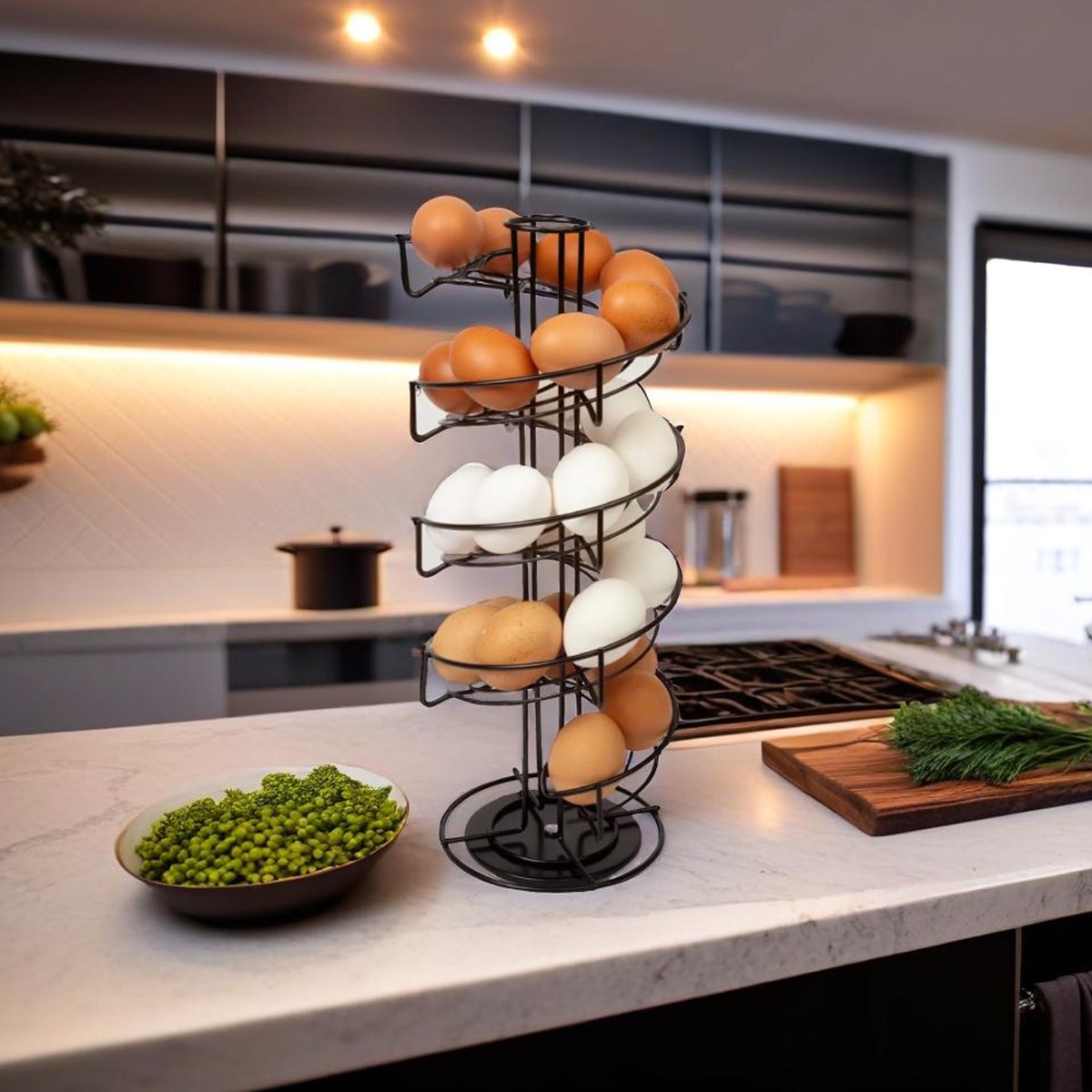 SWANTON Egg Holder Rotating Spiral Skelter Rack Holds 32 Eggs - Black - The Urban Forge