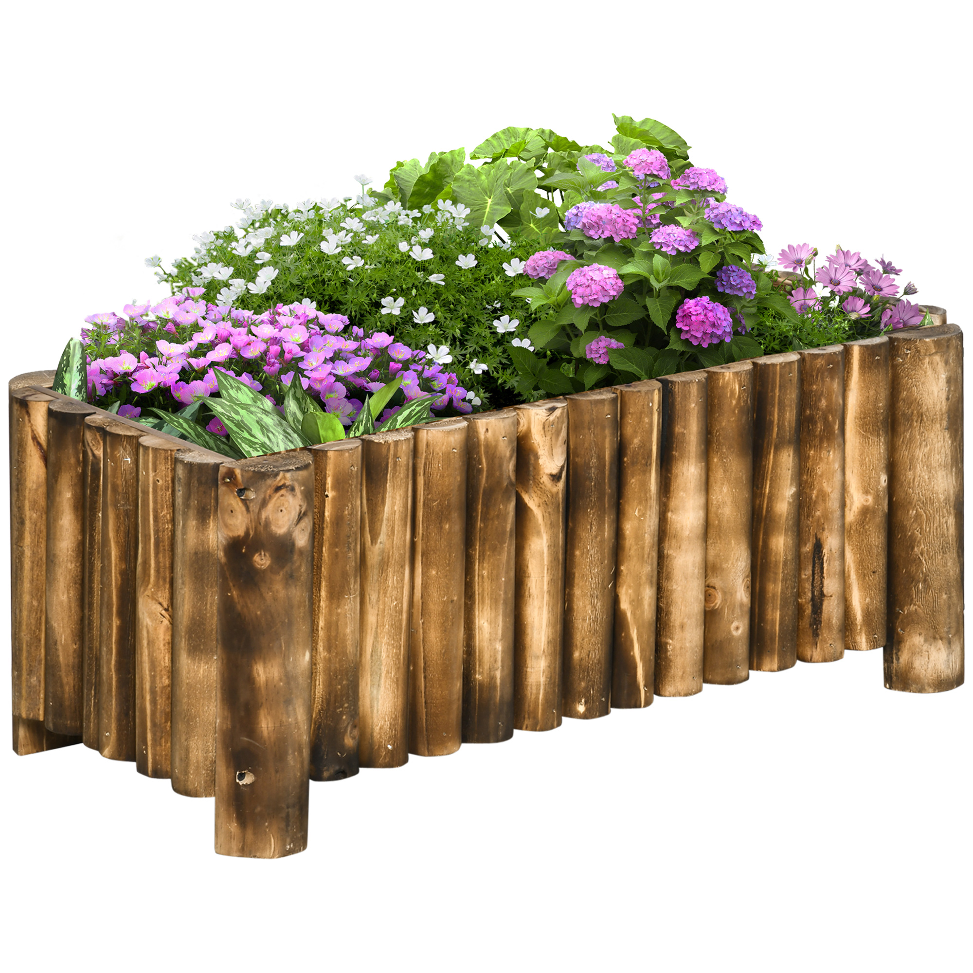 Raised Flower Bed Wooden Rectangualr Planter Container Box Herb Pot 78L x 35W x 30H (cm) - Life Essentials
