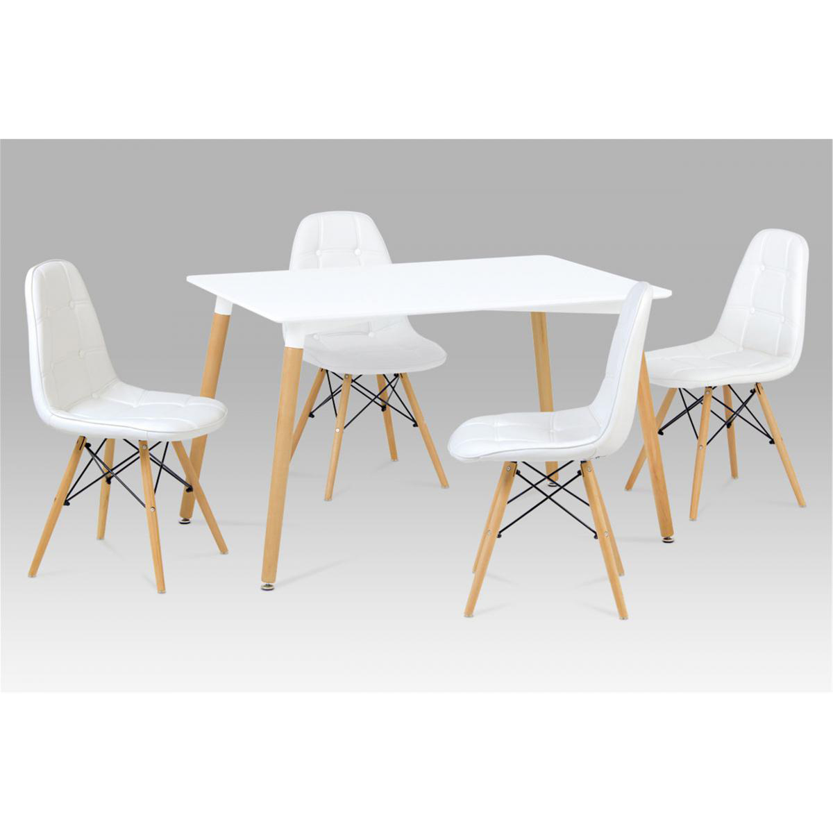 Callander PU Chairs with Solid Beech Legs Set of 4 - White - Sigrid Mills