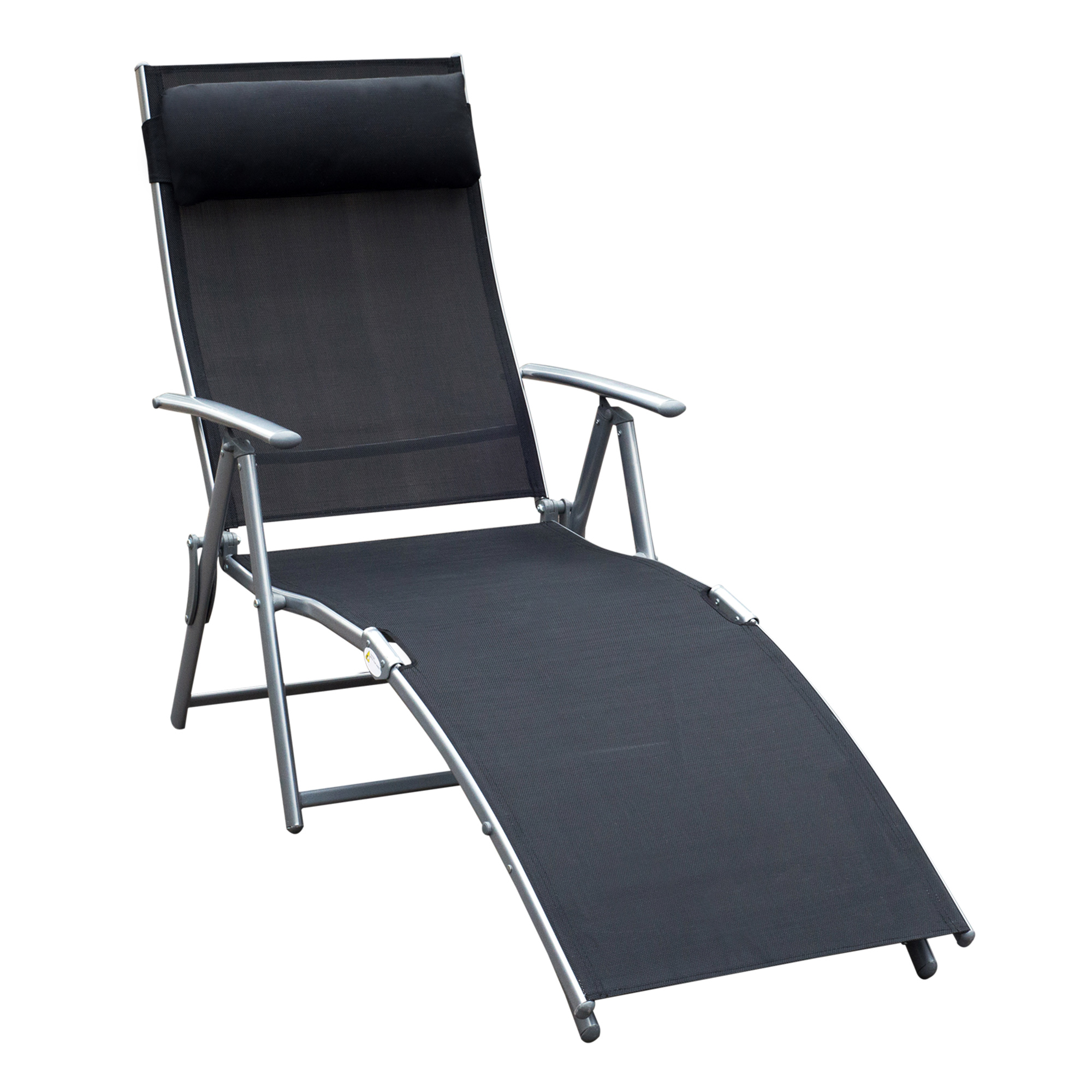 Texteline Sun Lounger Recliner Chair Patio Foldable Garden 5 Levels Black - Life Essentials