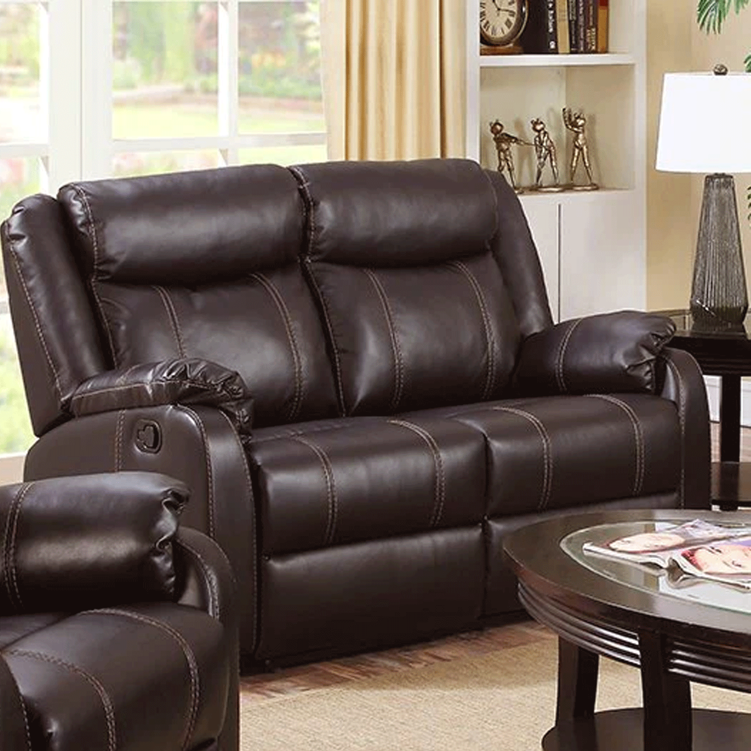 Hirwaun Luxurious Recliner 2-Seater Leatherlux and PU Collection in Espresso - Sigrid Mills
