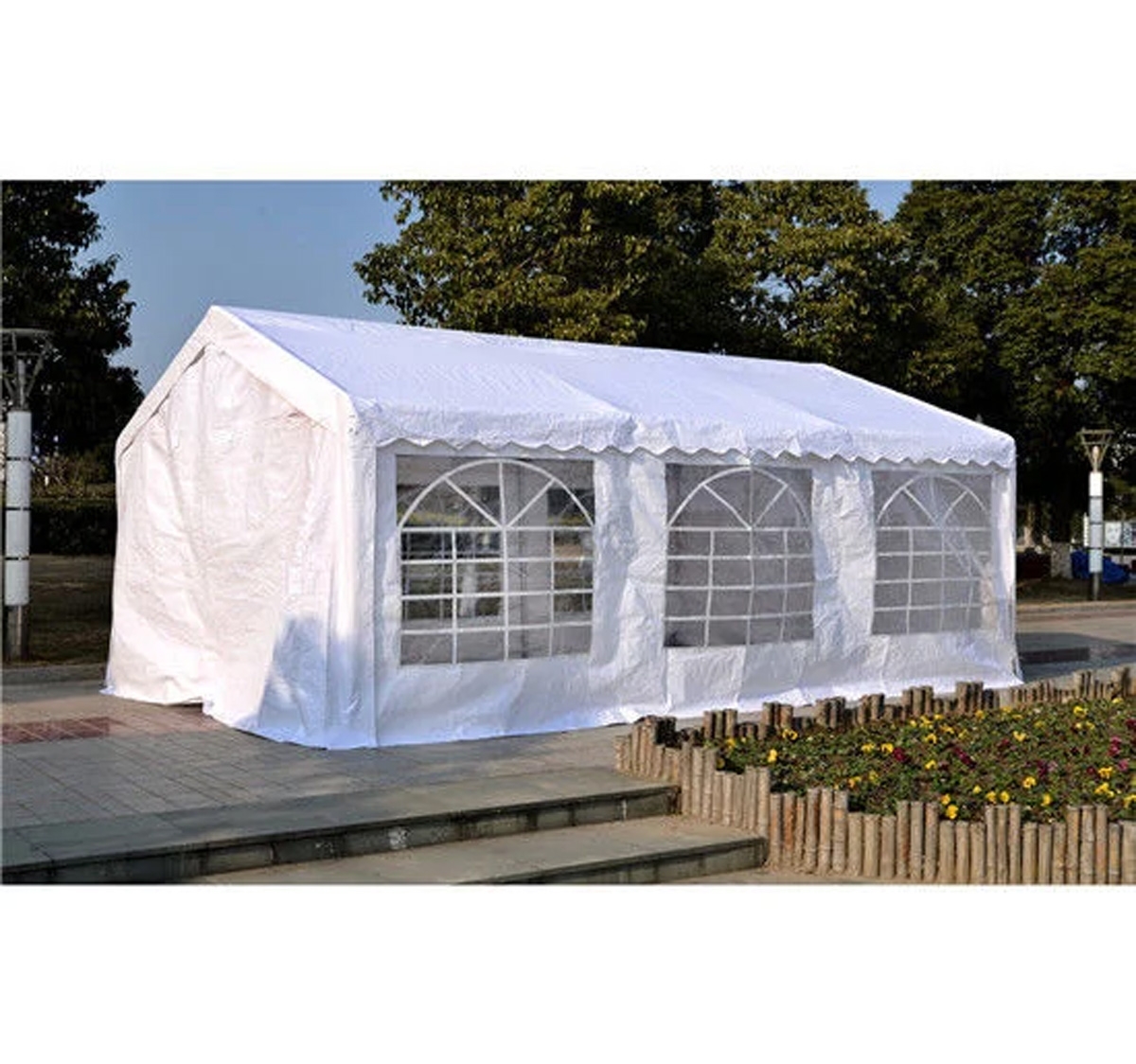 6x4m Steel Frame Water Resistant Gazebo - White - The Garden Savant