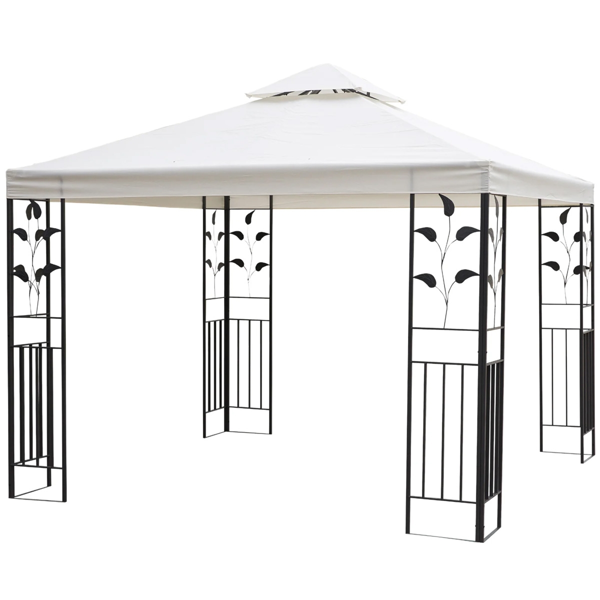 3x3m Vented Roof Metal Frame Garden Gazebo - Cream - The Garden Savant