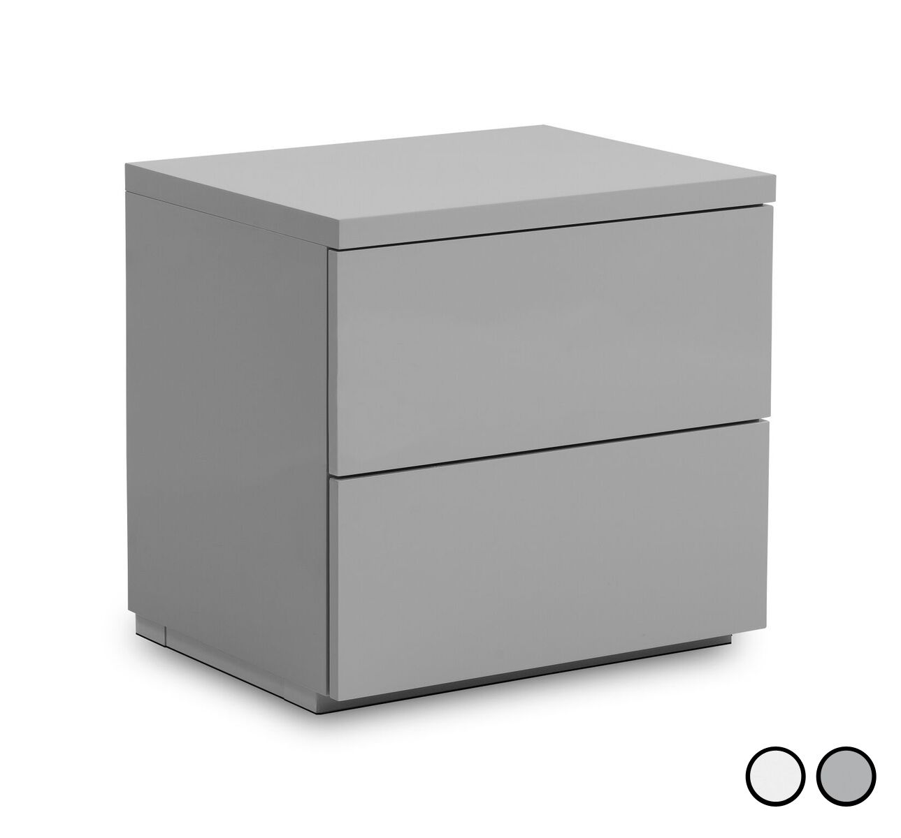Bedside Table - MONACO 2 Drawer Nightstand Grey 50cm - JB Collections
