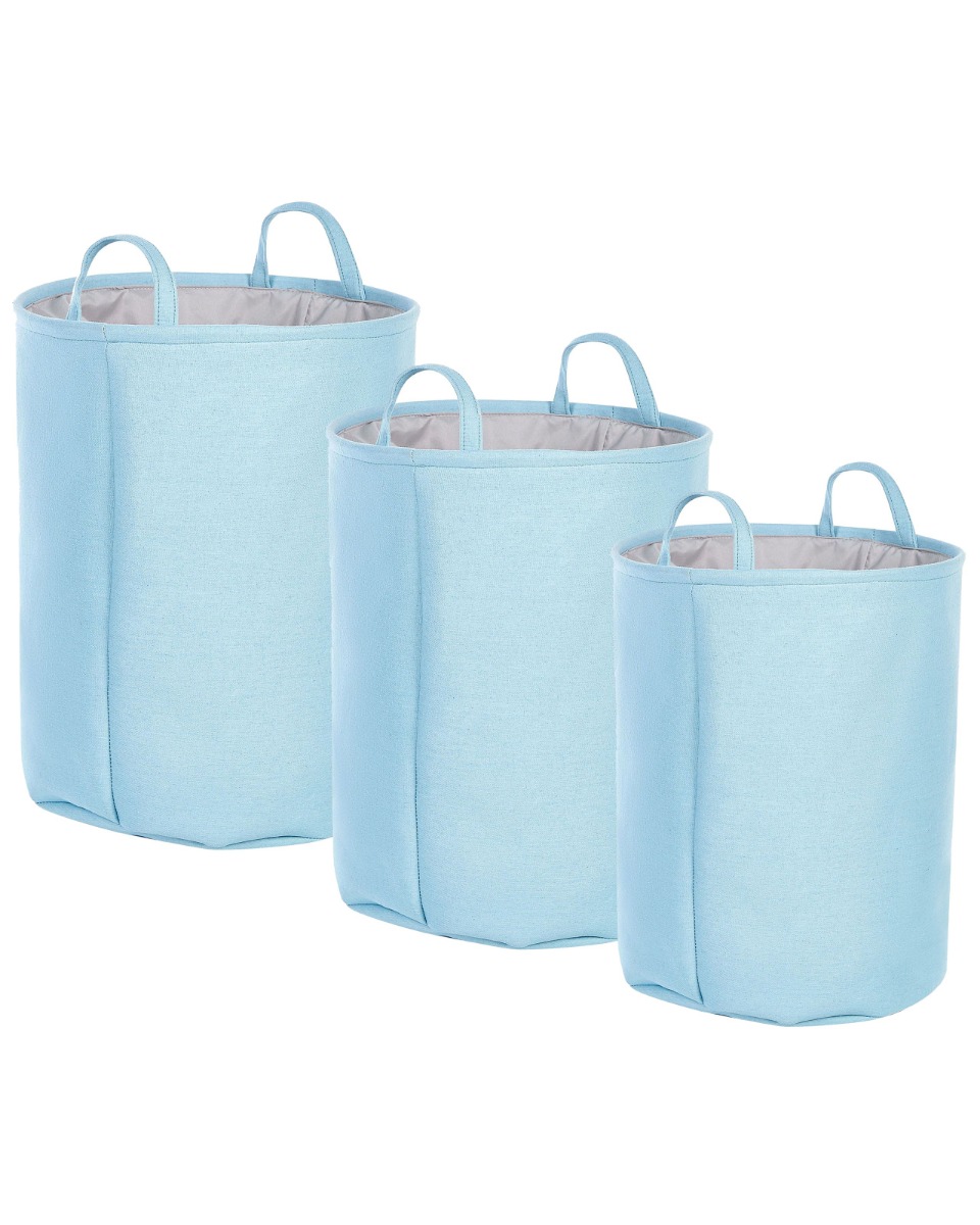 Set of 3 Fabric Baskets Blue ARCHA - Gemini Interiors
