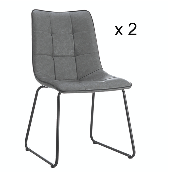 Wisbech Grey PU Dining Chair with Black Metal Legs - Sold in Pair - Sigrid Mills