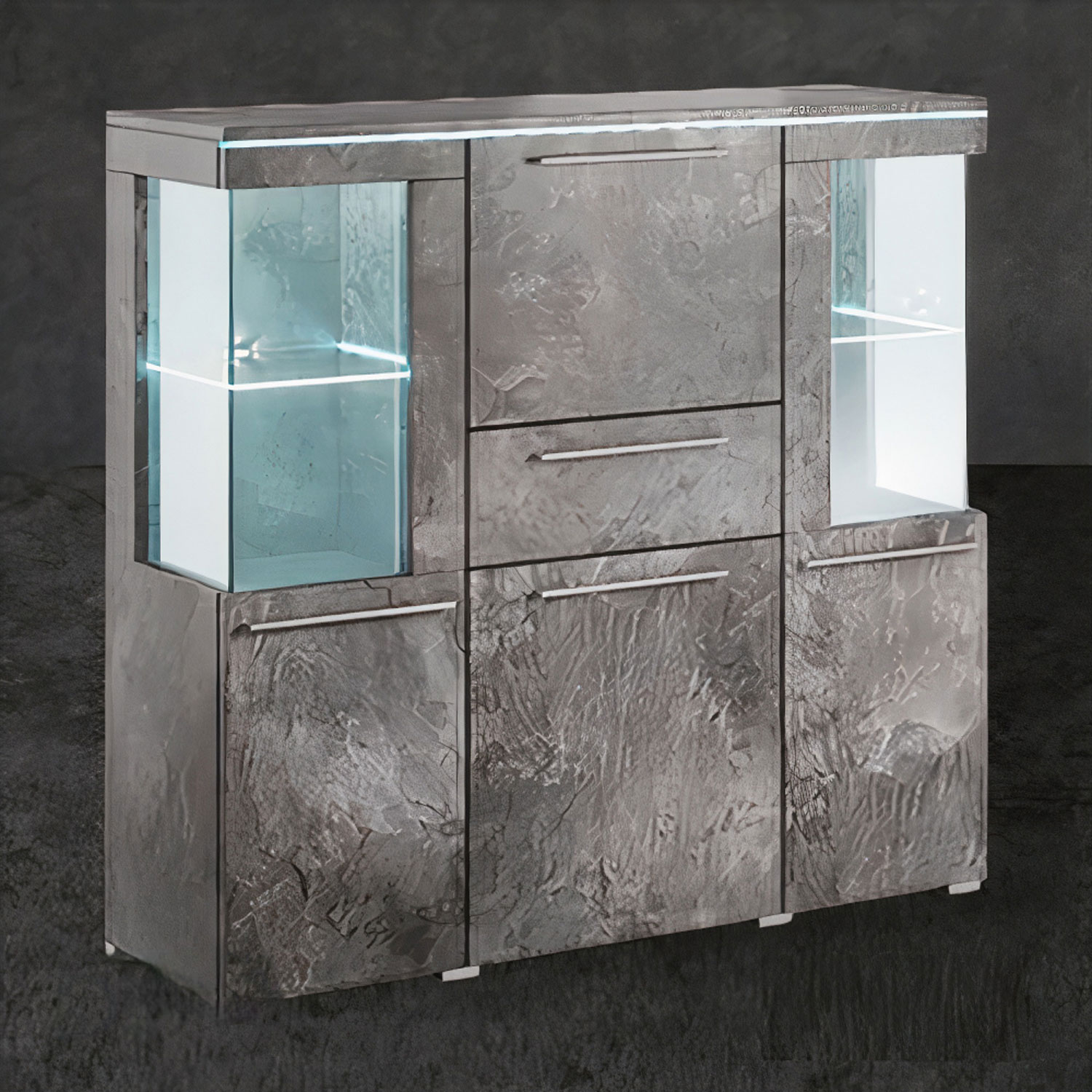 Nomadic Nouveau Sideboard with 3 Closed Compartments in Schiefer - 130cm - Art Nest