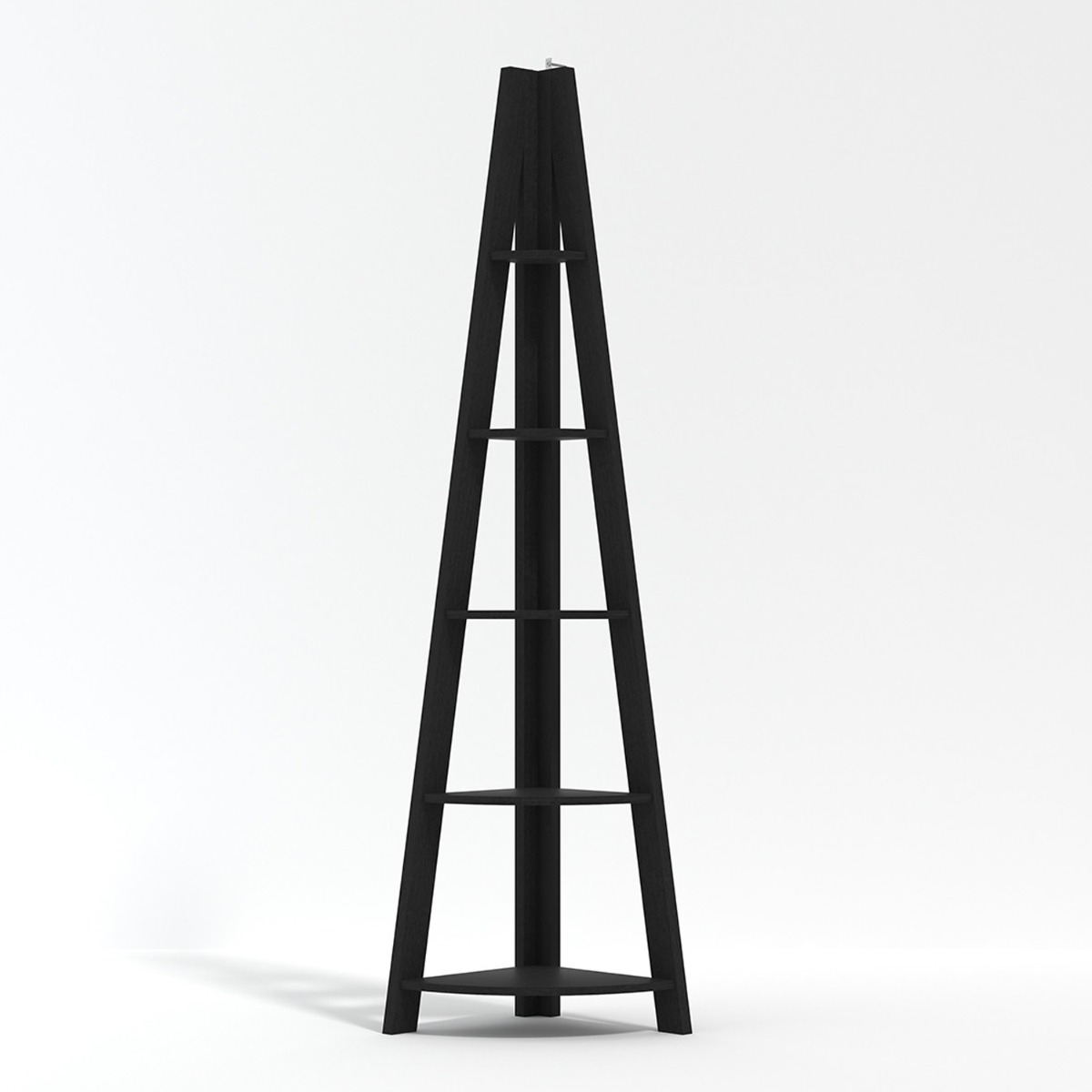 Tiva Corner Ladder Style 4 Shelves Bookcase - Matt Black - Leeds Plywood