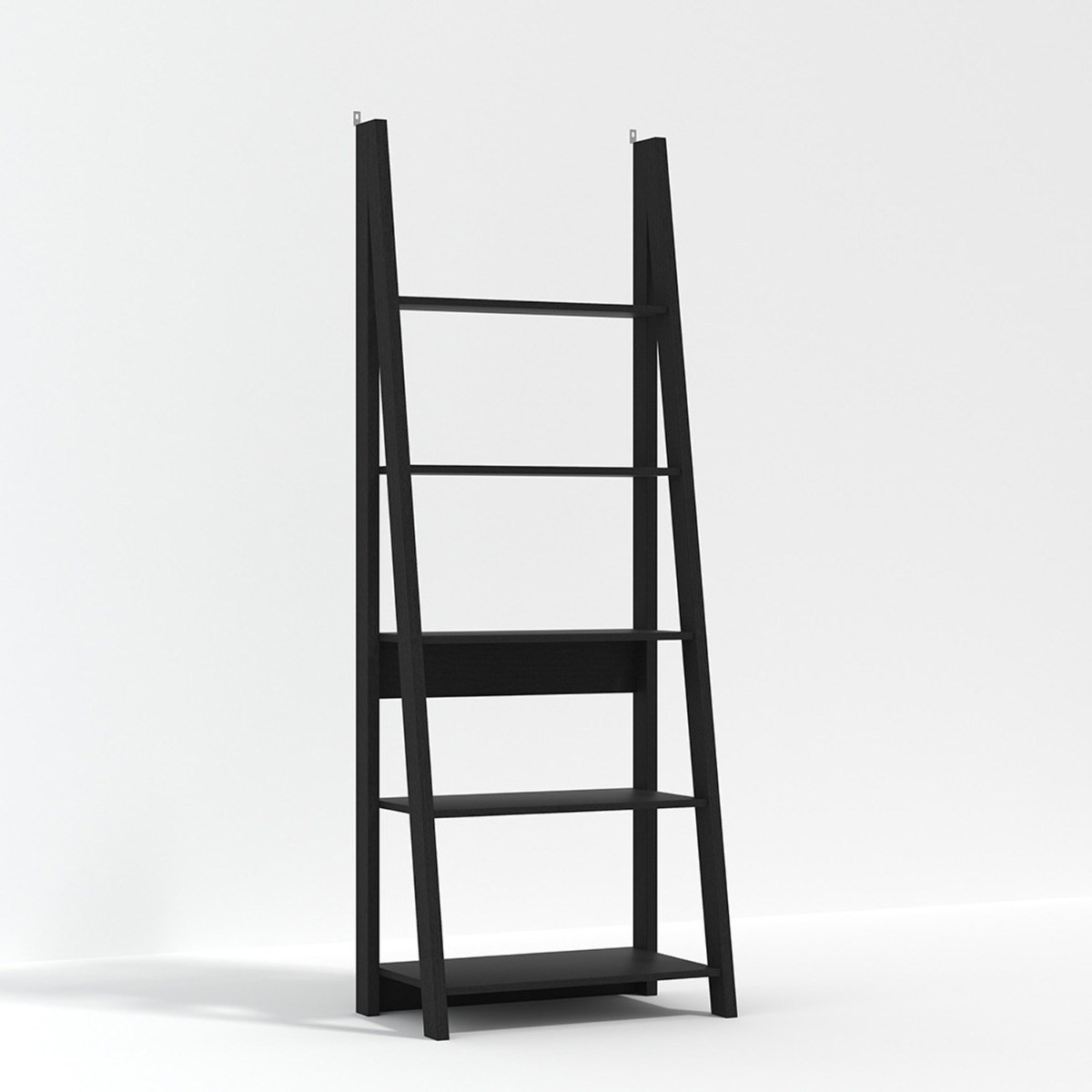 Tiva Ladder Style 4 Shelves Bookcase - Matt Black - Leeds Plywood