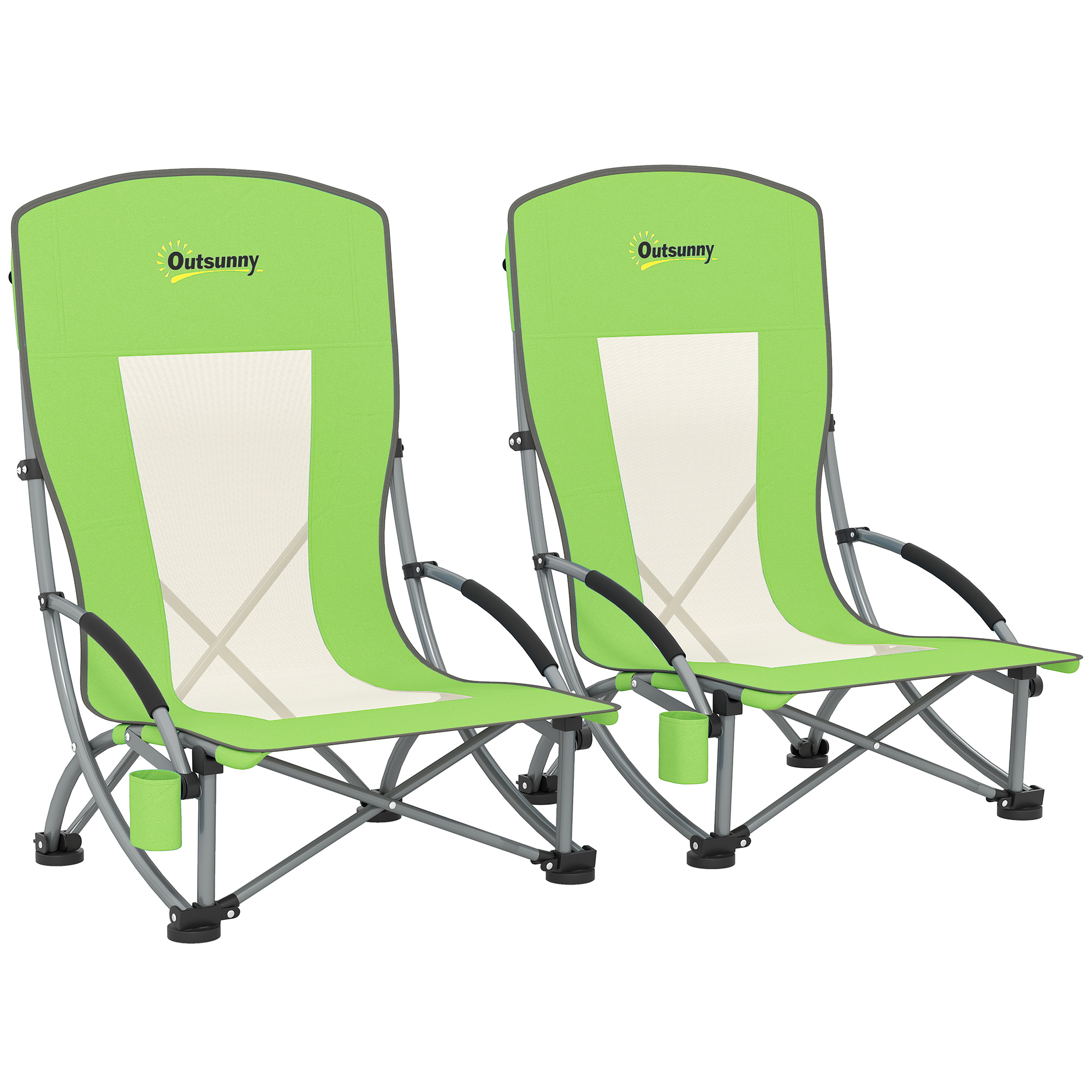 SUNVISTA Folding Beach Chair Low Camping Chair Green - Life Essentials