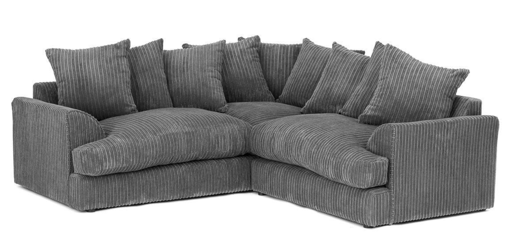 MERCURY Jumbo Cord 5 Seater L Shaped Scatterback Corner Sofa - Grey - Interior Masters