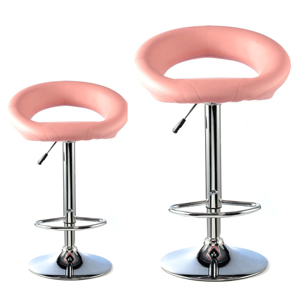 Cordova Swivel Bar Stools Set of 2 with Adjustable Height and Chrome Finish - Pink - Sigrid Mills