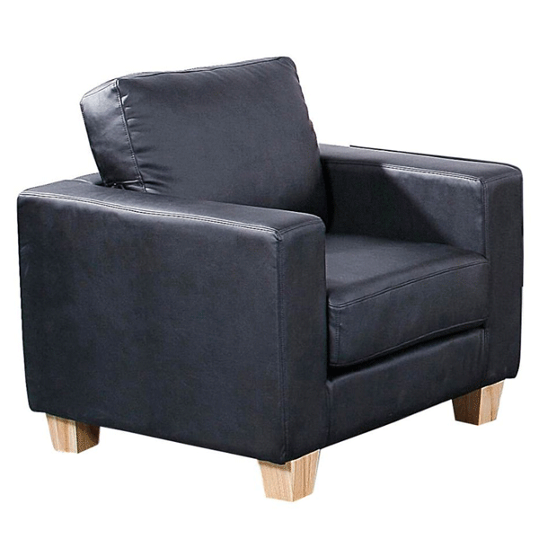 Buxton Chesterfield Single Seater Sofa Suite in PU Leather - Black - Sigrid Mills