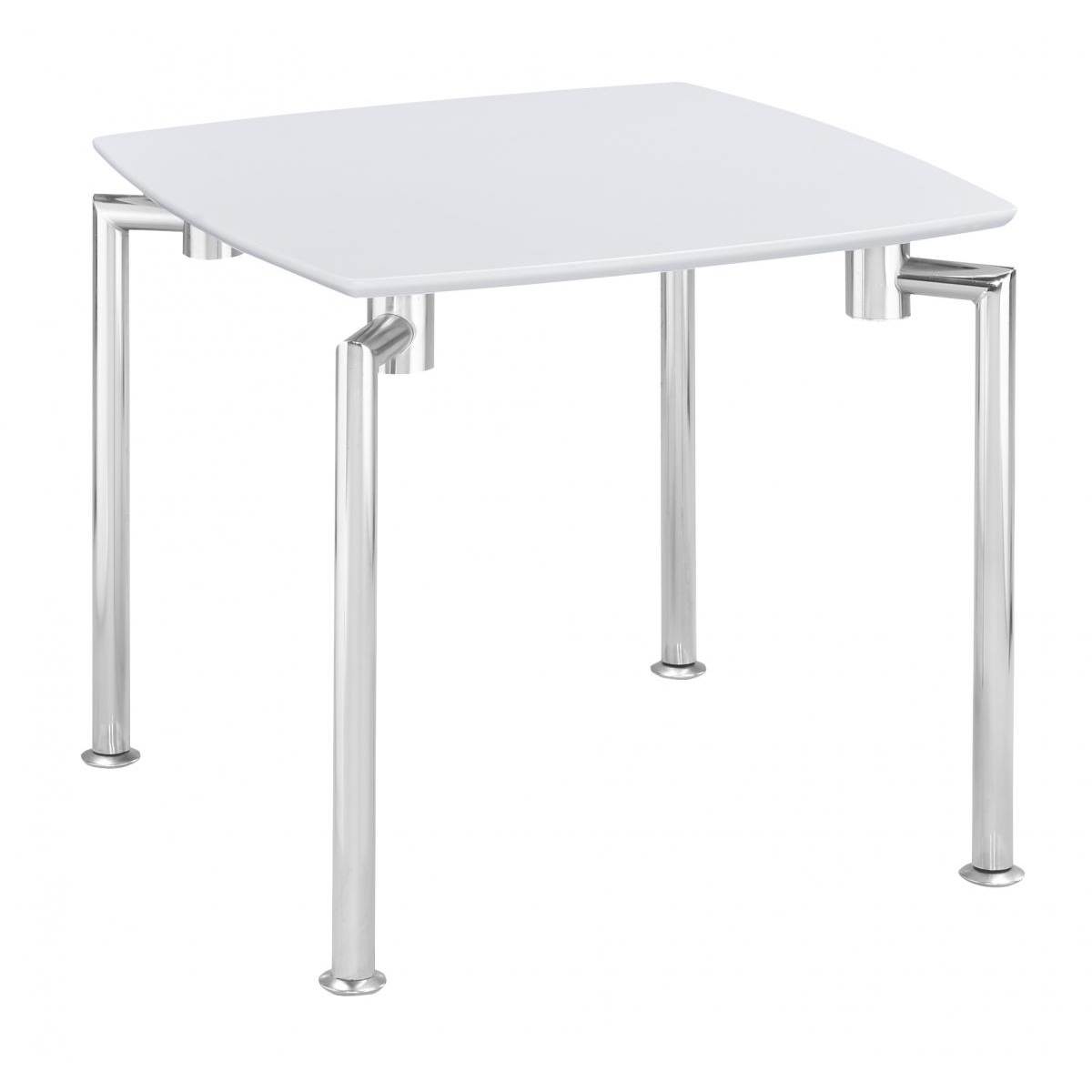 Corfe High Gloss Lamp Side Table Sleek Design with Stainless Steel Frame - White - Sigrid Mills