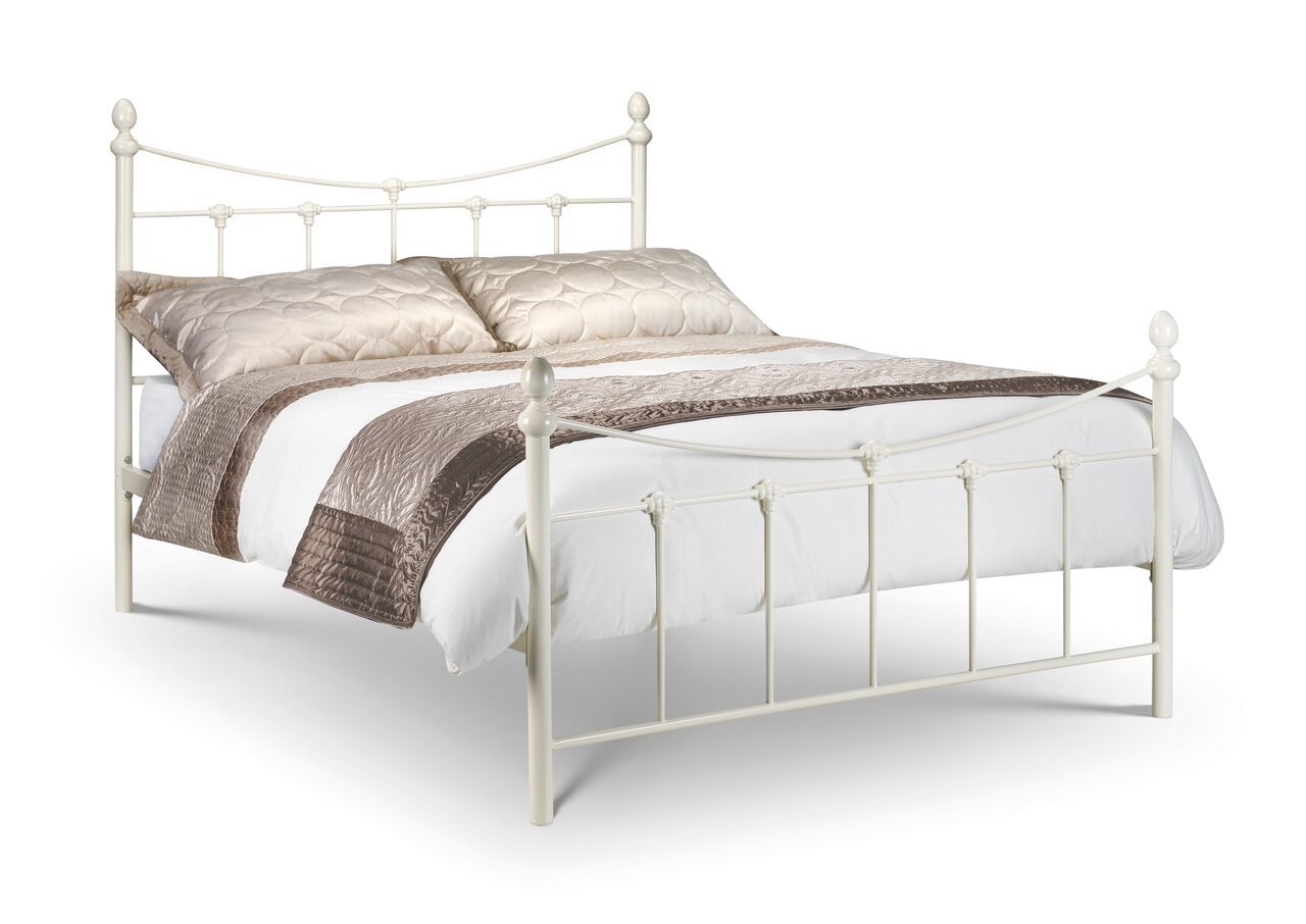 Rebecca Stone White Metal Bed - Double 4ft6 - JB Collections