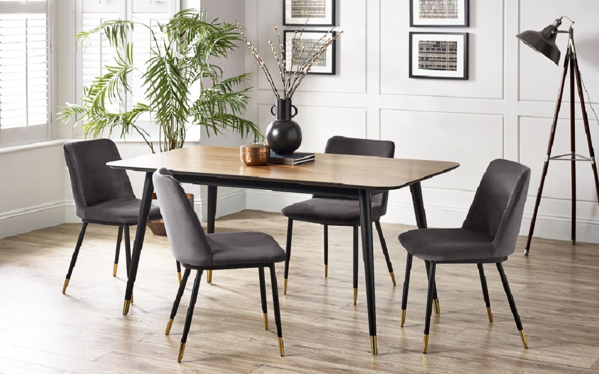 Findlay Rectangular Dining Table - Walnut & Black - JB Collections