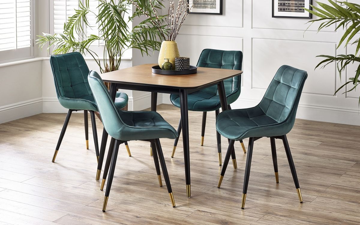 Findlay Square Dining Table - Walnut & Black - JB Collections