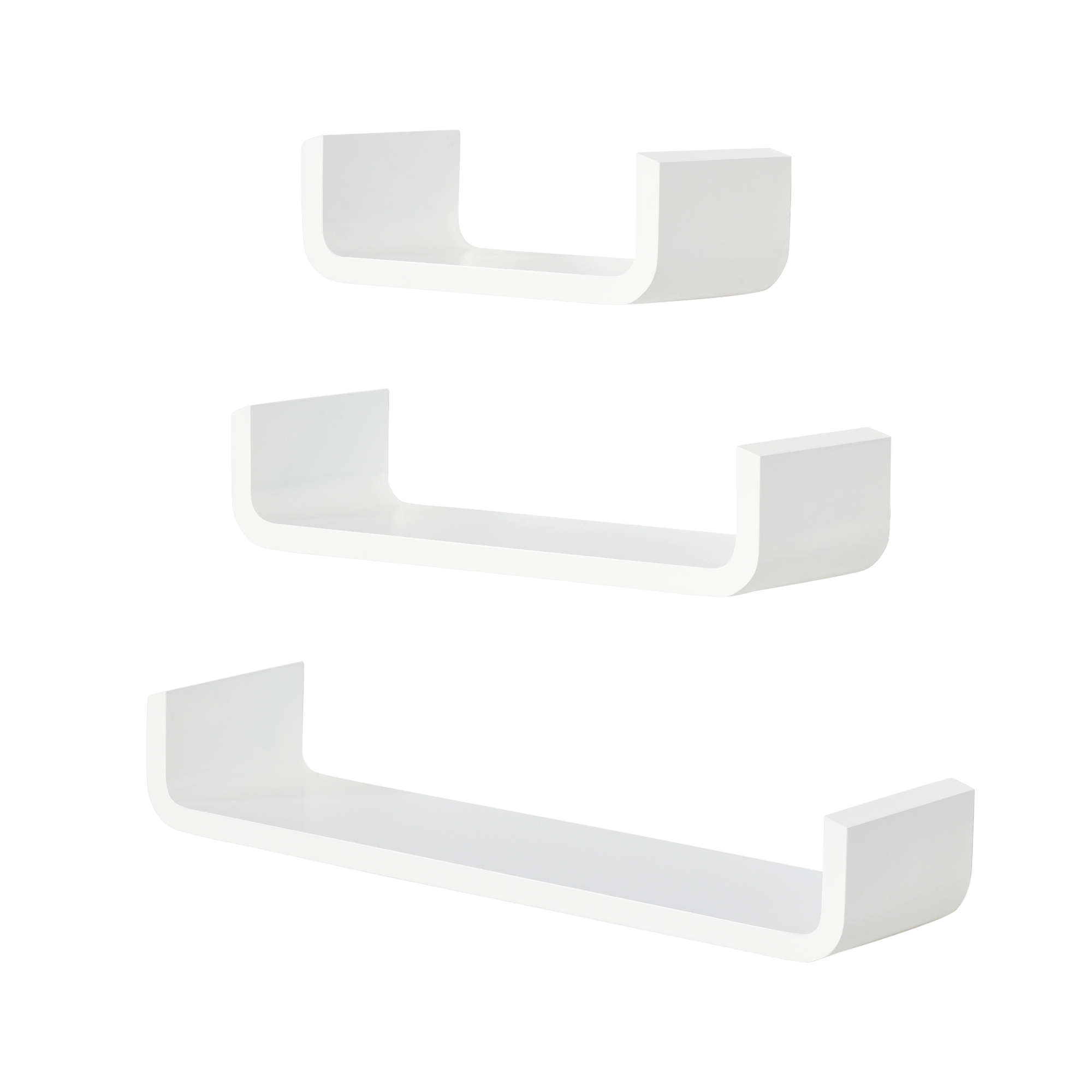 3 pcs U Shaped Shelves Set-White - Life Essentials