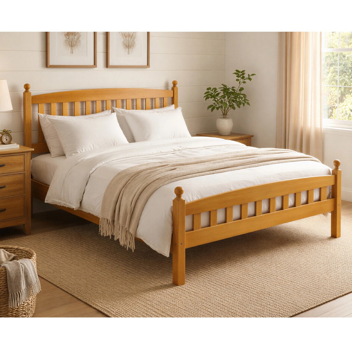 Florence Wooden Bed Frame - Antique Pine - Double 4ft6 - Beds-To-Go