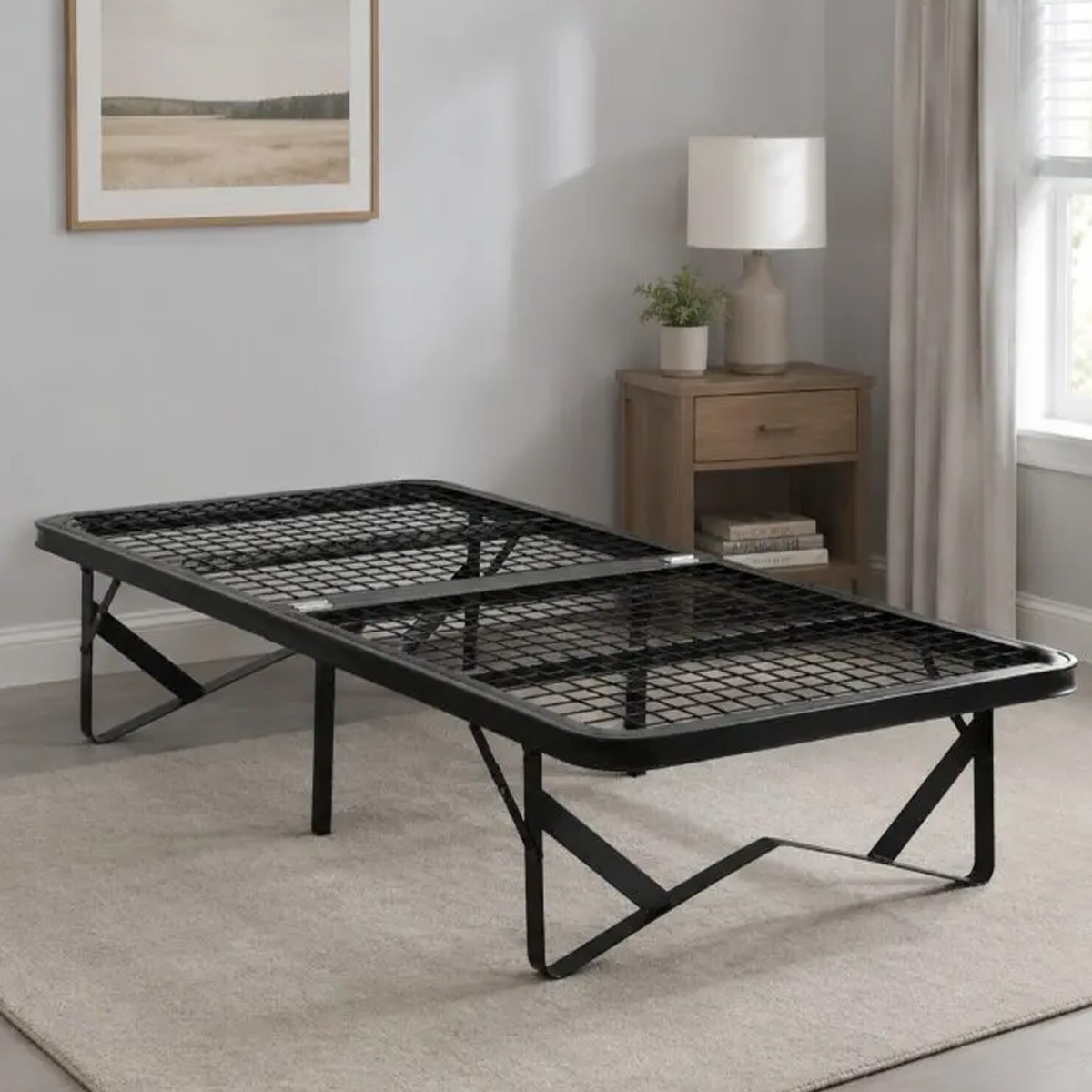 Foldable Skid Metal Bed Black - Single 3ft - Beds-To-Go