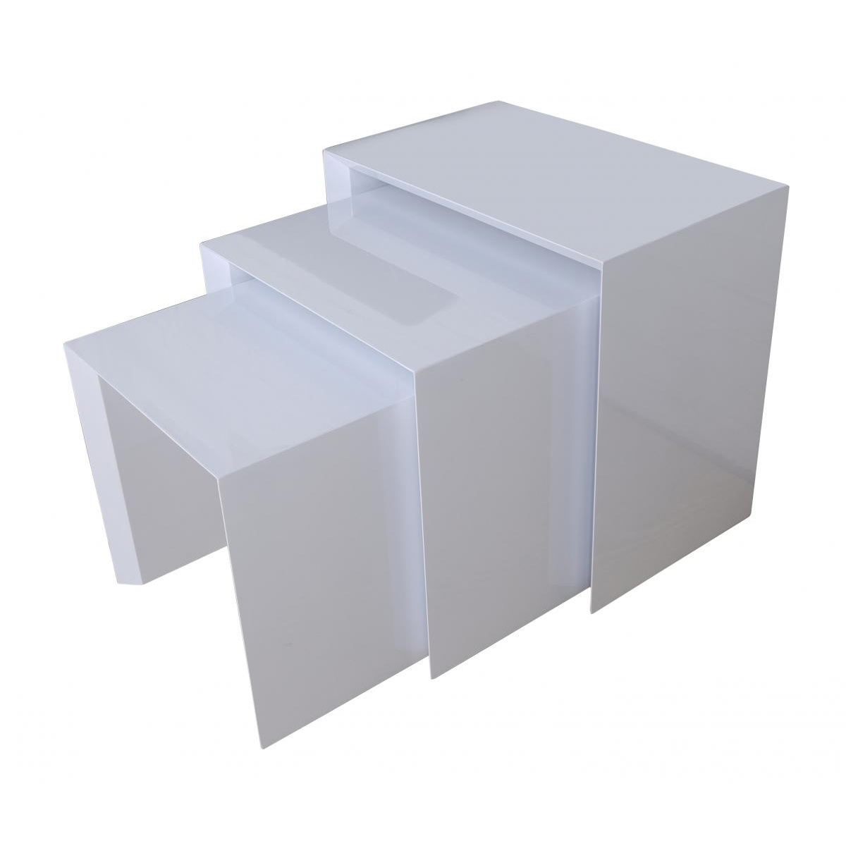 Corfe Trio High Gloss White Nesting Tables Set - Sigrid Mills