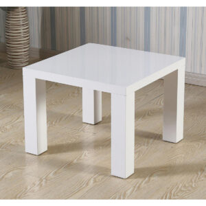 Modern Marvel Corfe Lamp SIde Table in High Gloss White - Sigrid Mills