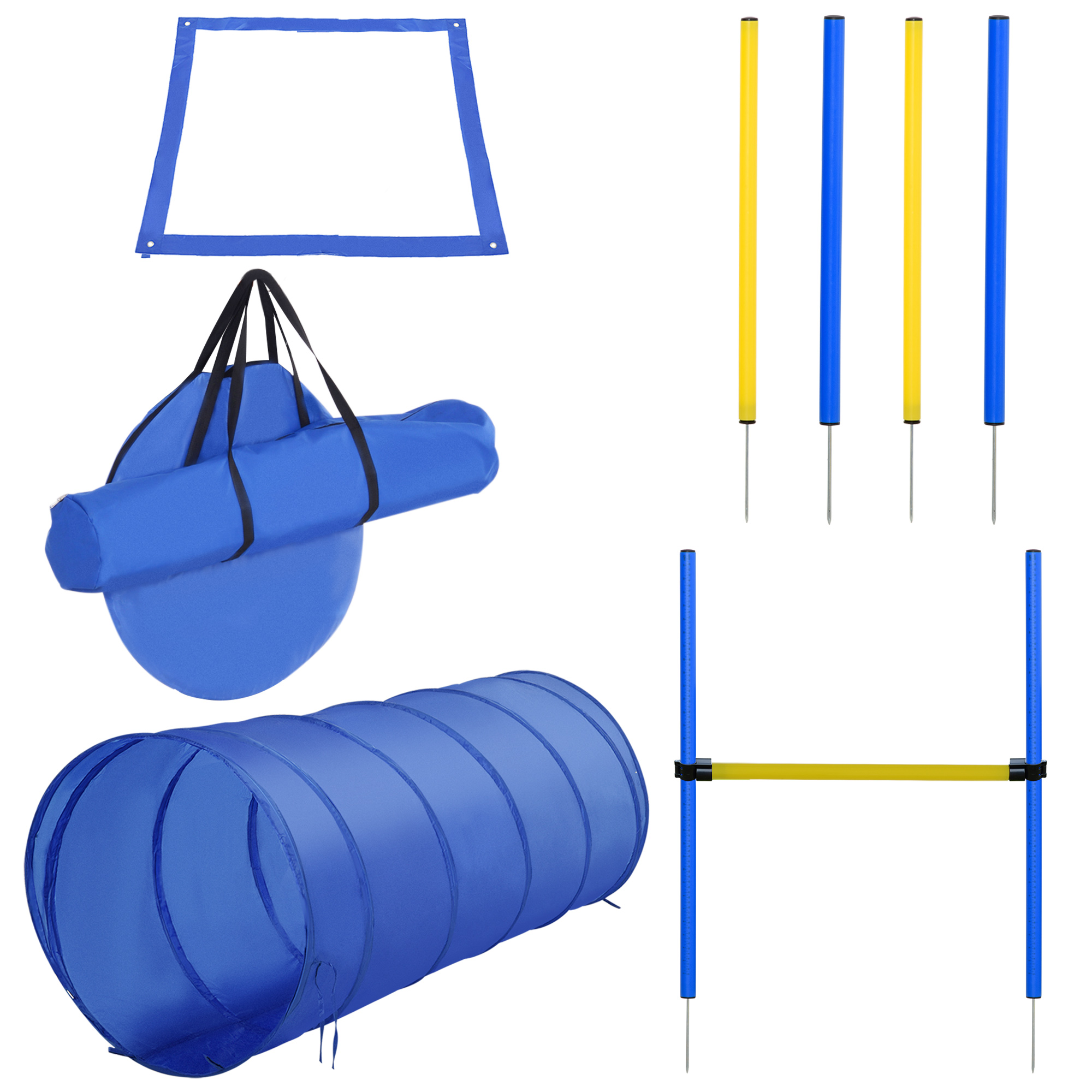 Adjustable Pet Agility Training Set-Blue/Yellow - Life Essentials