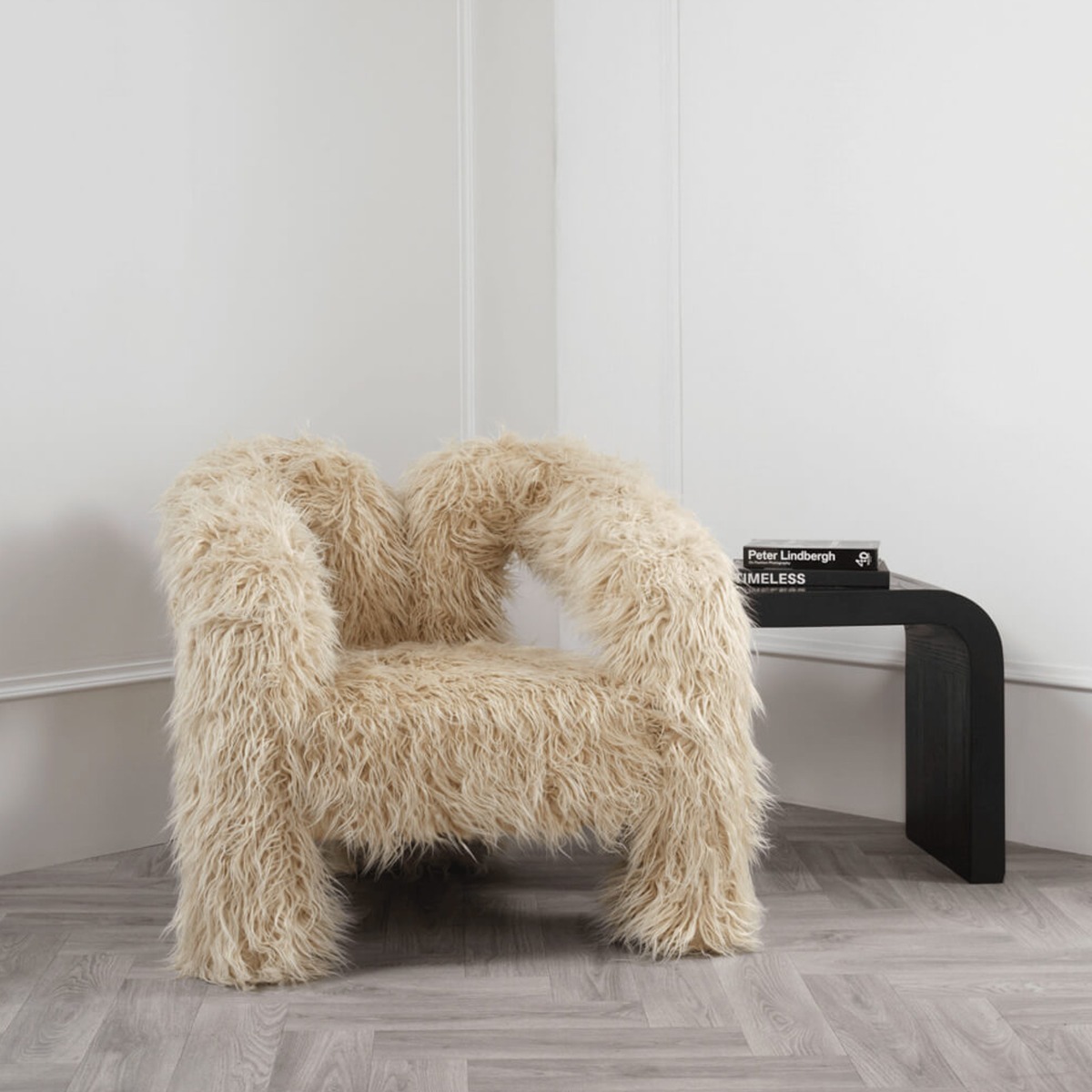 FREYN Faux Mongolian Multi Purpose Chair - Ivory - Leeds Plywood