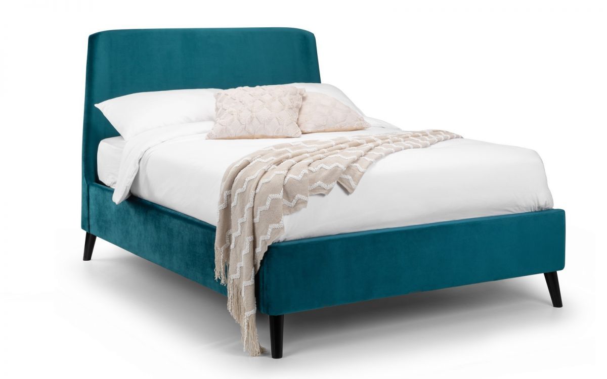Frida Curved Velvet Bed - Teal - JB Collections