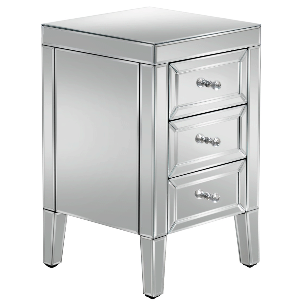 Bedside Table - BIRLEA 3 Drawer Nightstand Silver 40cm - Birlea Essentials