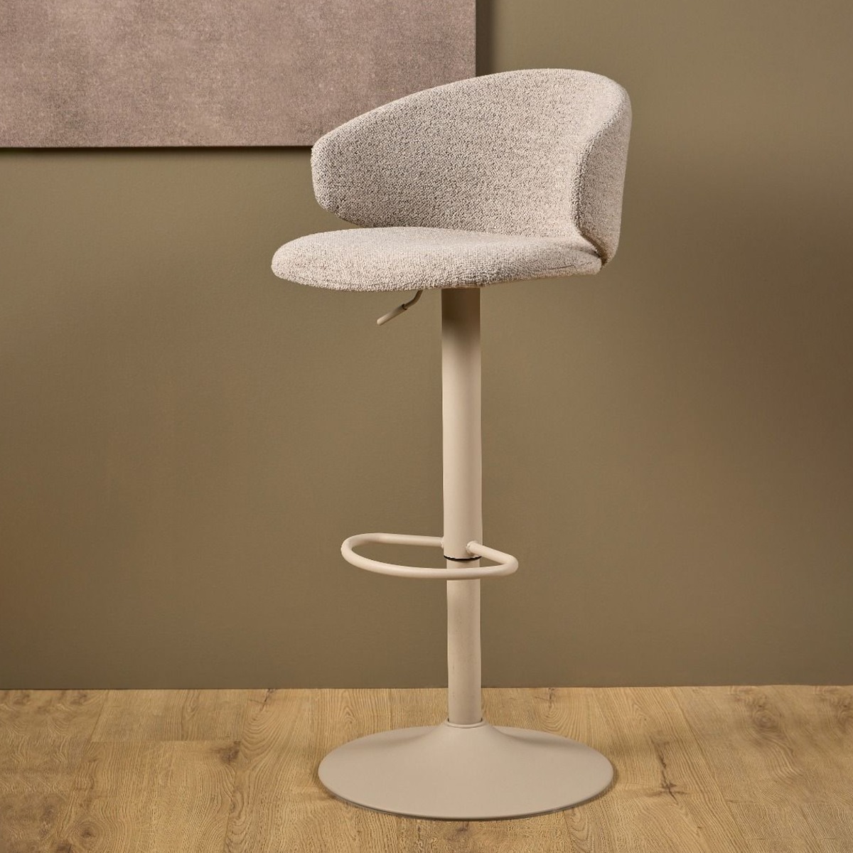 ENNIE Swivel Beige Bar Stool Set of 2 - Rosalind Collection
