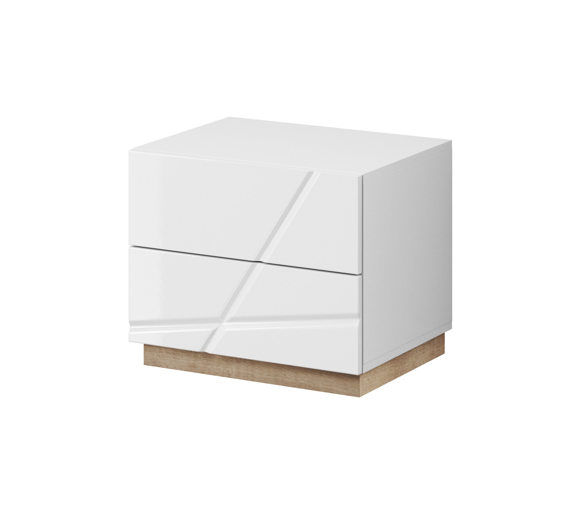 Bedside Table - ACE Nightstand White Gloss 49cm - Art Nest