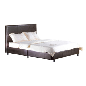Luxurious Purbeck Brown Faux Leather Effect Bed with High Headboard Opulent Style - Kingsize - Sigrid Mills