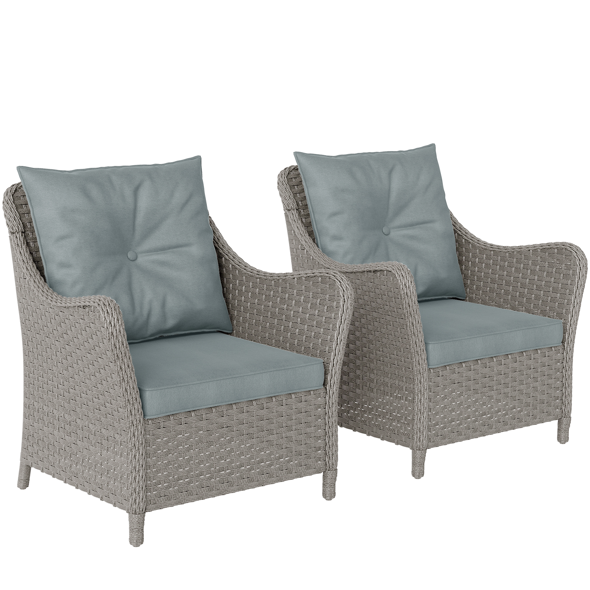 SUNVISTA Rattan Garden Chairs Set of 2 Outdoor Rattan Chairs Light Grey - Life Essentials