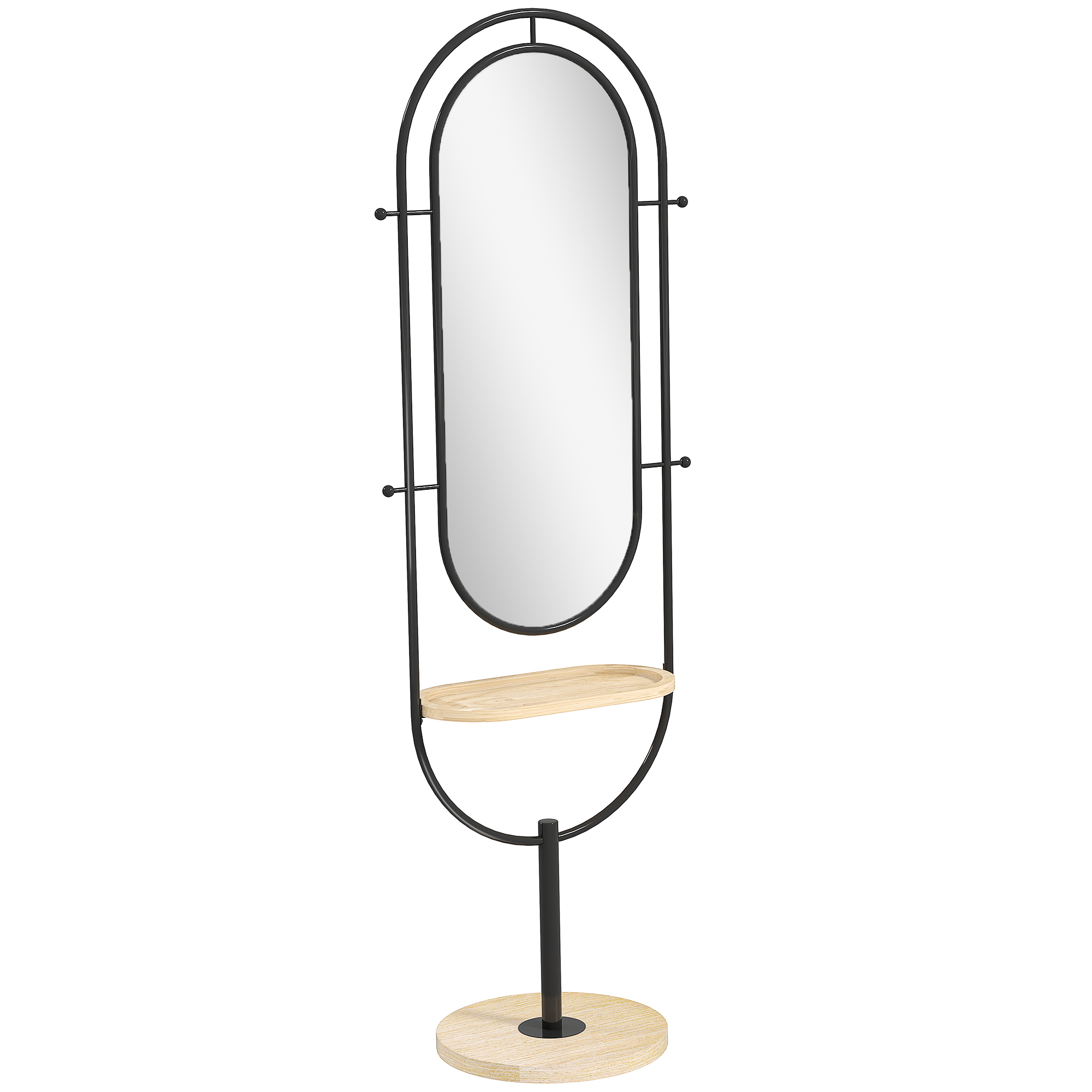 HERON Oval Full Length Mirror Black - Life Essentials