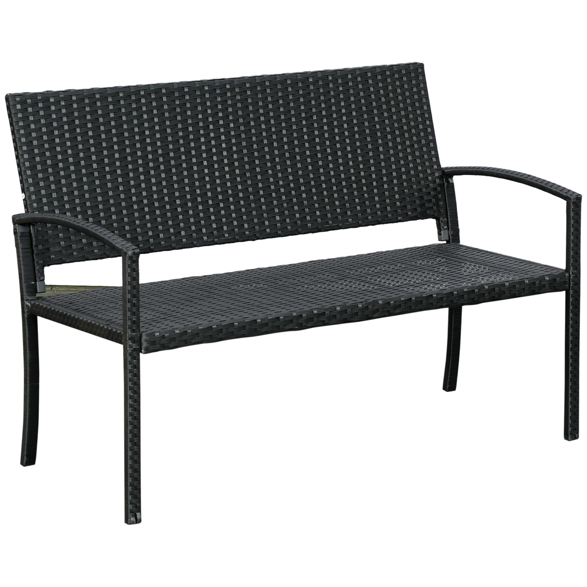 Rattan Chair 2-Seater Loveseat-Black - Life Essentials
