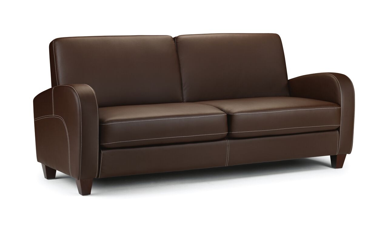 Vivo Chestnut Faux Leather 3-Seat Sofa - JB Collections