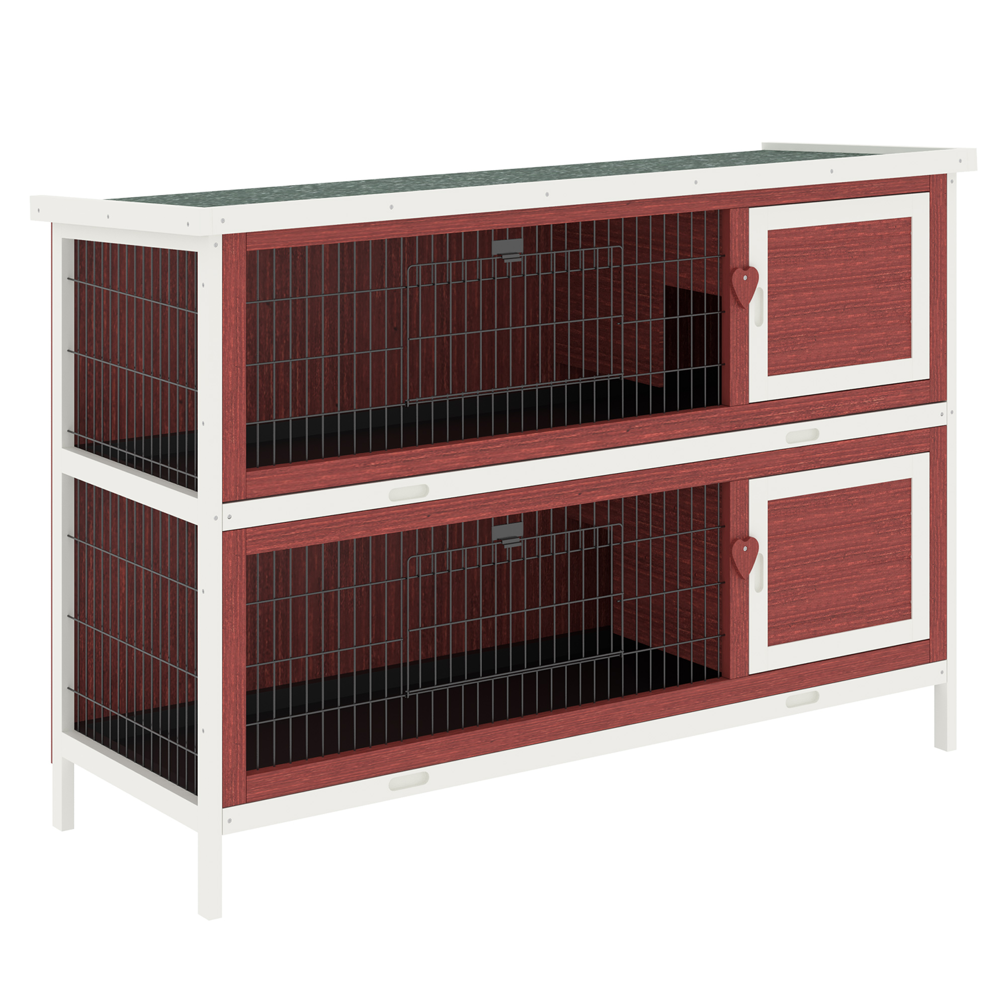 Two Floors Wooden Rabbit Hutch Small Pet Animal Guinea Pig Ferret Bunny House Cage for Indoor and Outdoor 136.4x50x93cm - Life Essentials