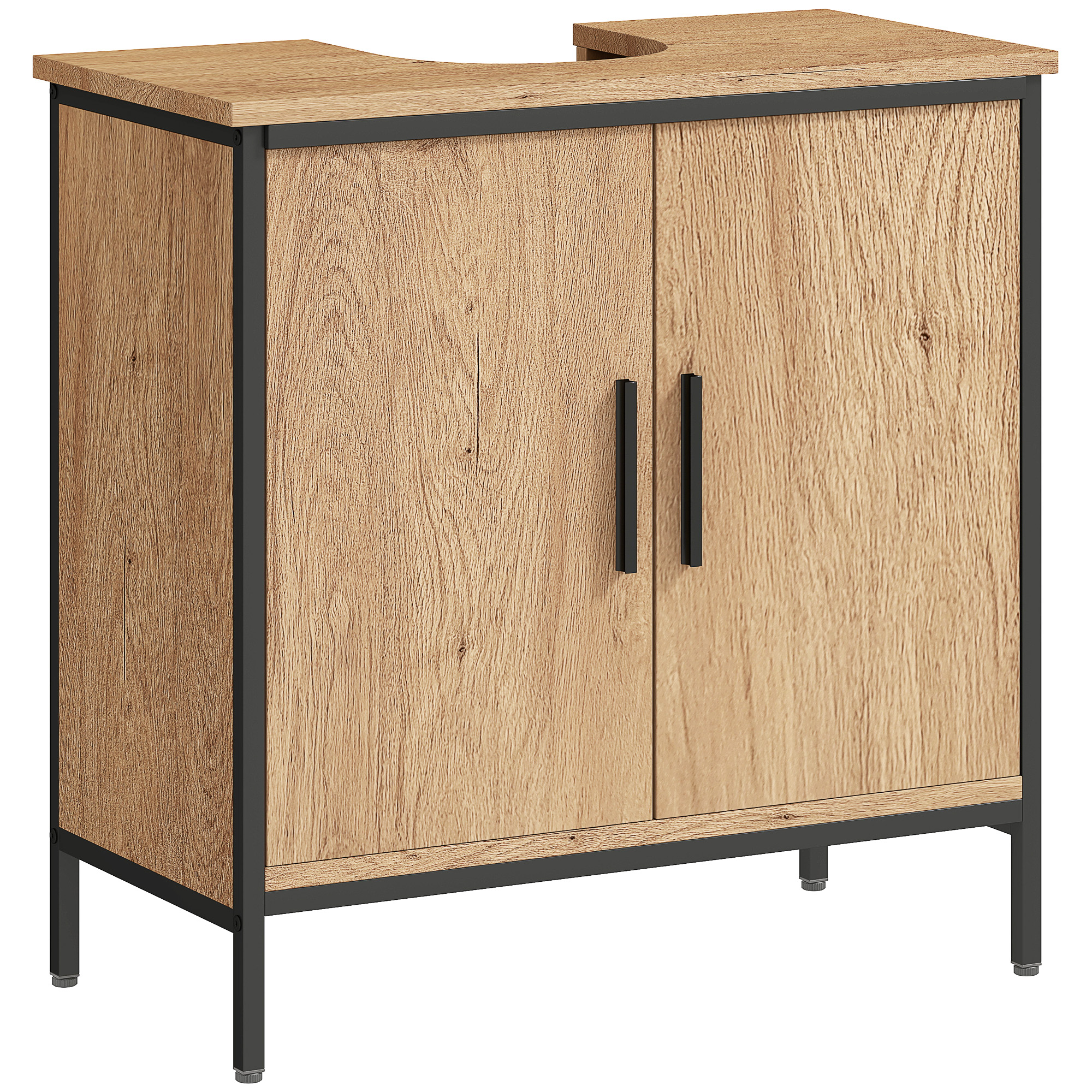 HERON Bathroom Vanity Unit Under Sink Storage Cabinet Oak - Life Essentials