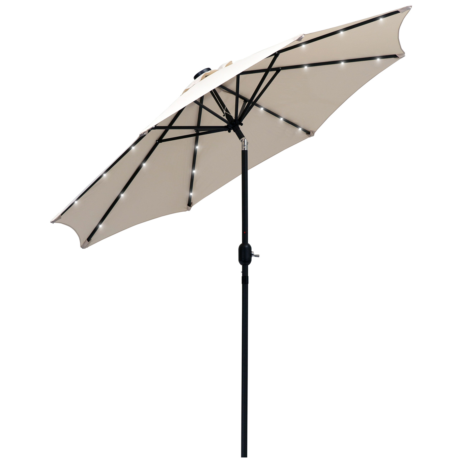 24 LED Solar Powered Parasol Umbrella-Creamy White - Life Essentials
