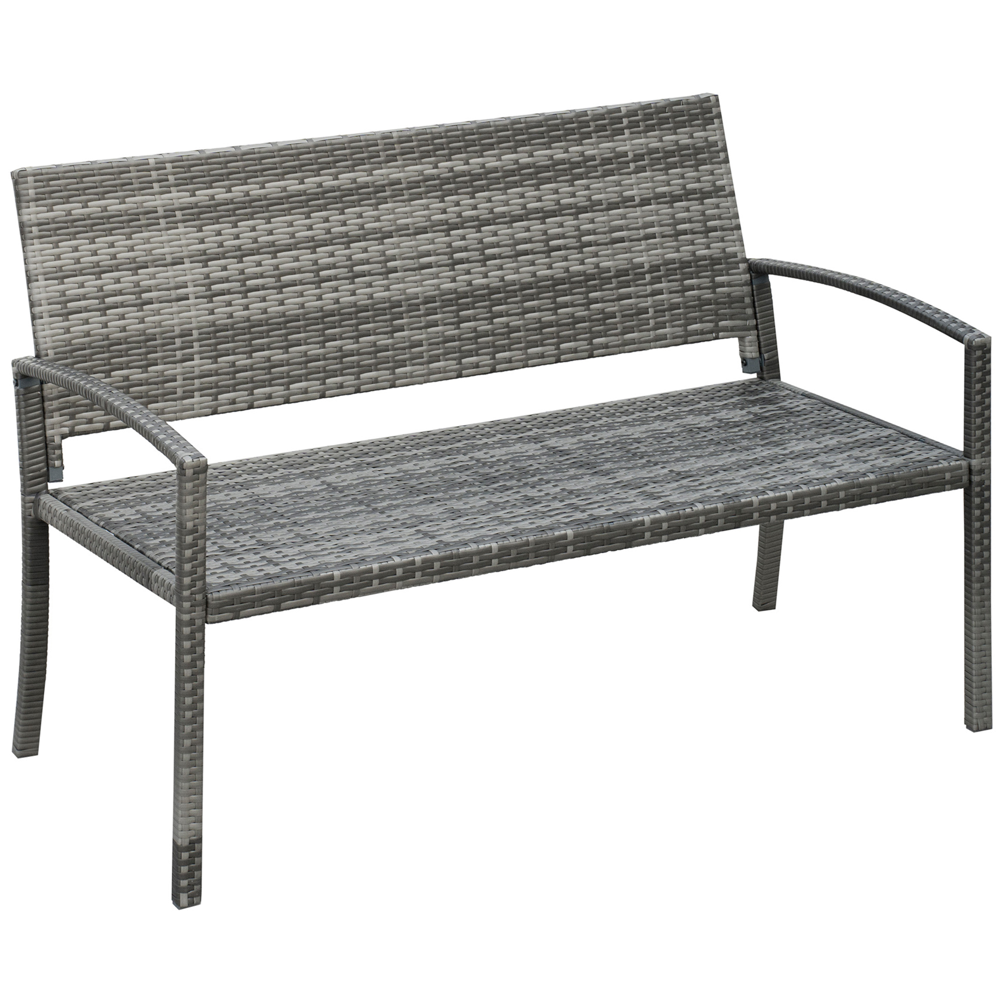 Patio Rattan 2 Seater Garden Bench Wicker Weave Love Seater Armchair Furniture Outdoor Garden Conservatory Chair Grey - Life Essentials