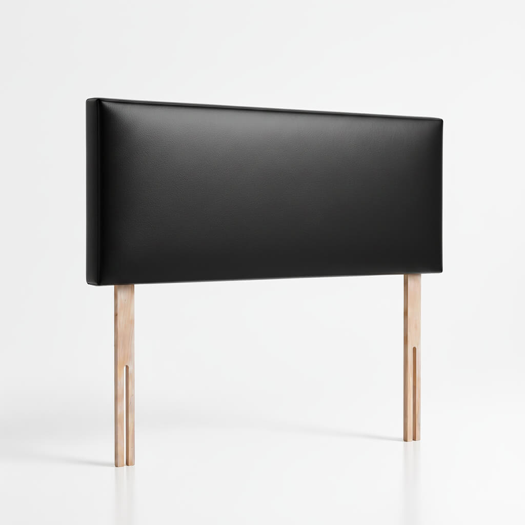 Chester Leather Effec High-Appeal Wooden Frame Headboard Double 4ft6 Bed - Black