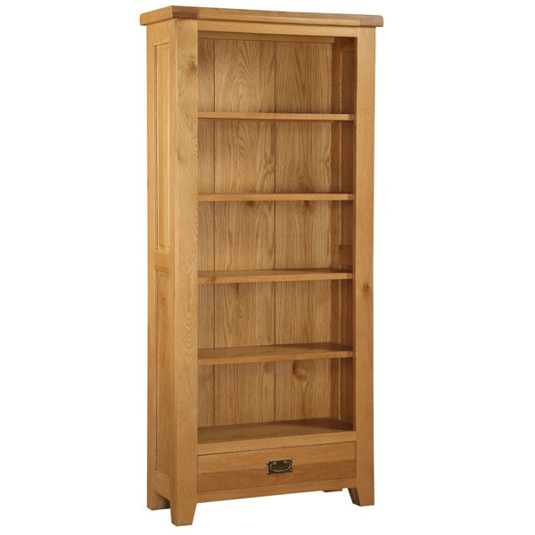 Eden Solid Oak Large Bookcase with Storage - Oak Finish - Sigrid Mills