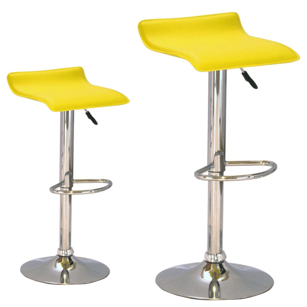 Salford Chrome Bar Stool Pair with Adjustable Features - Yellow - Sigrid Mills