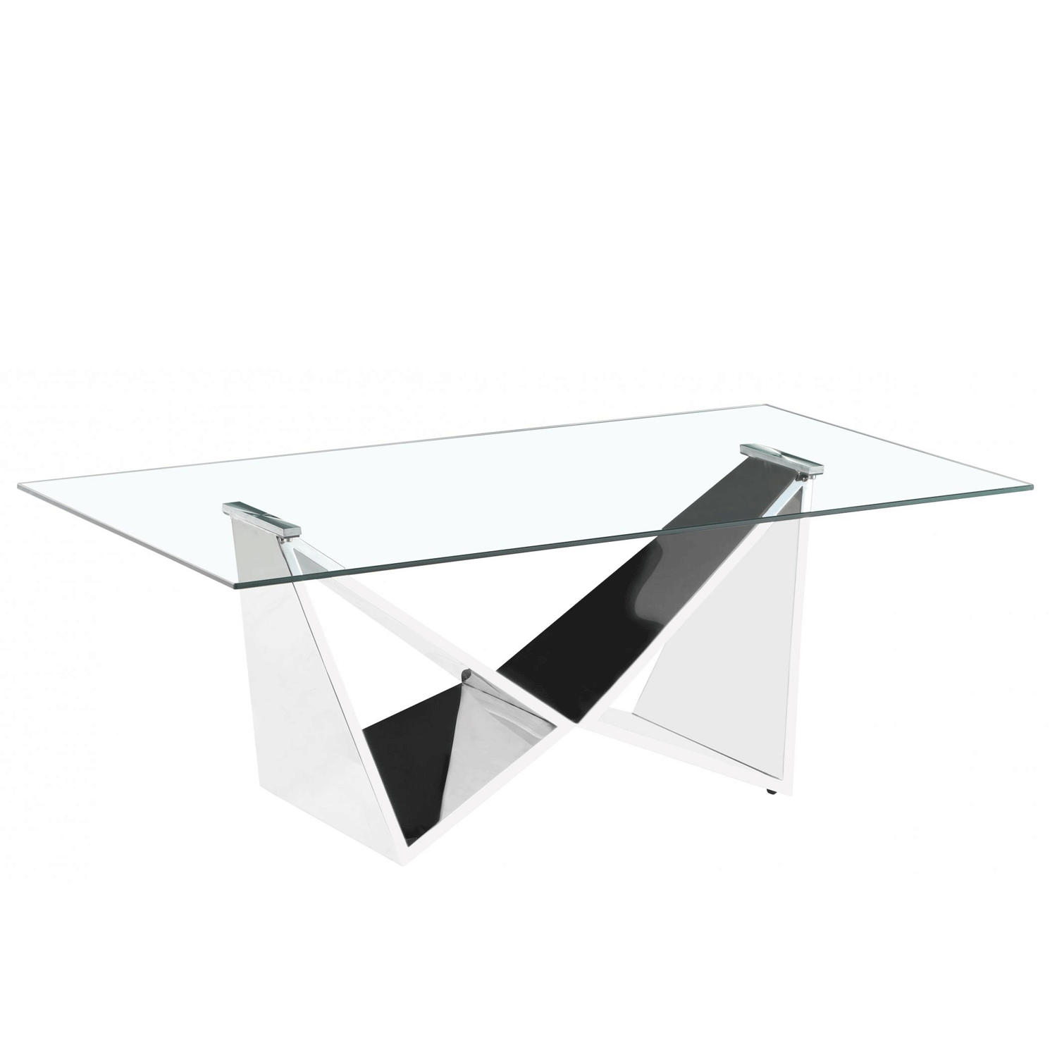 Stoke Silver Twin Tower Glass Coffee Table Unique Design Elegance - Sigrid Mills