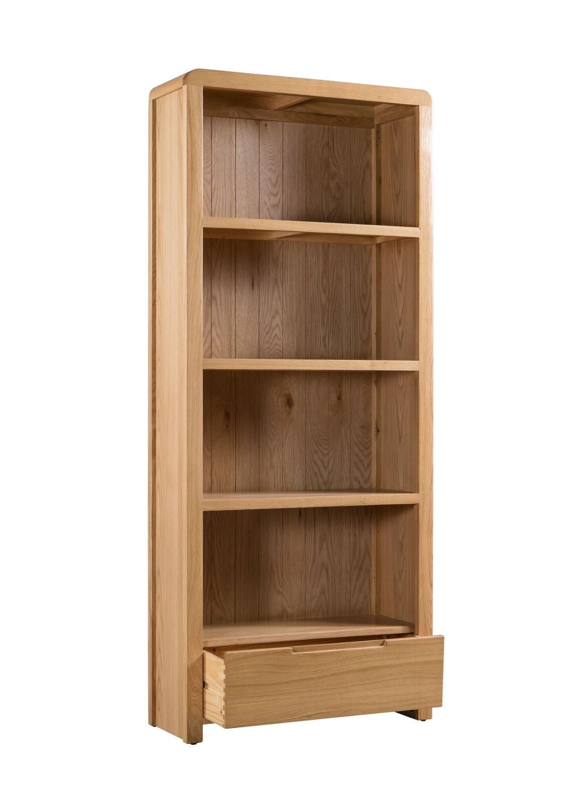 Curve Tall Storage Bookcase - Oak - JB Collections