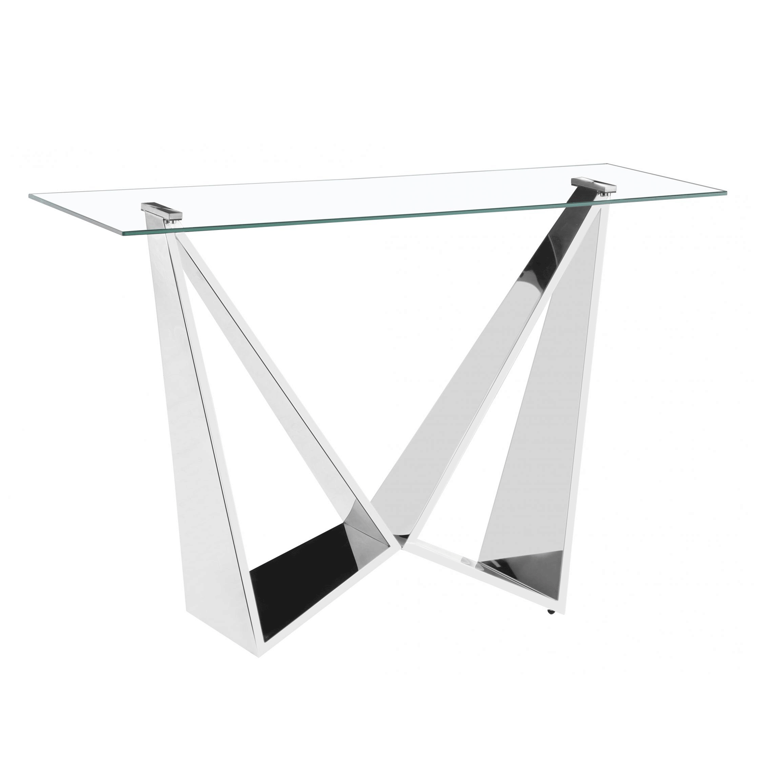 Stoke Silver Twin Tower Glass Console Table Unique Design Elegance - Sigrid Mills