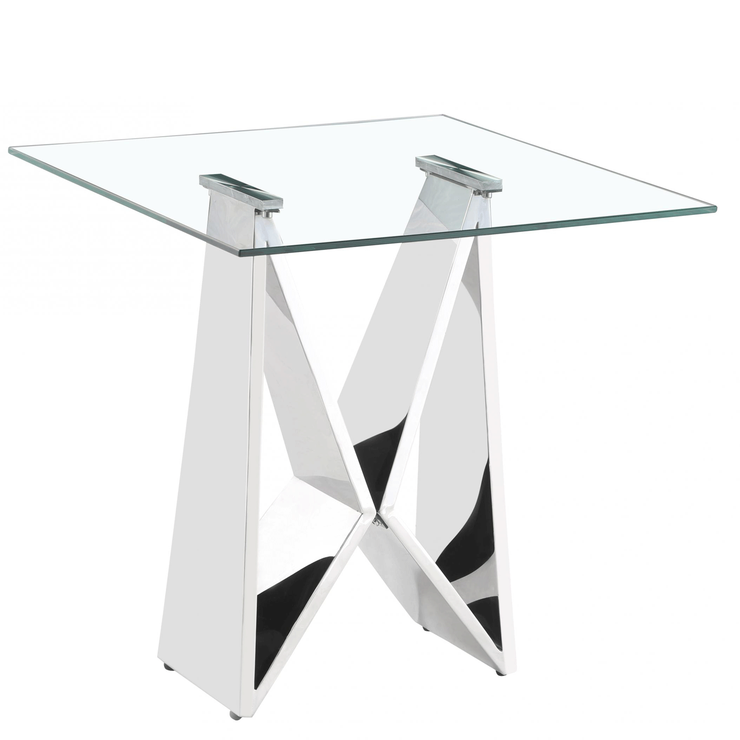 Stoke Silver Twin Tower Glass Side Table Unique Design Elegance - Sigrid Mills