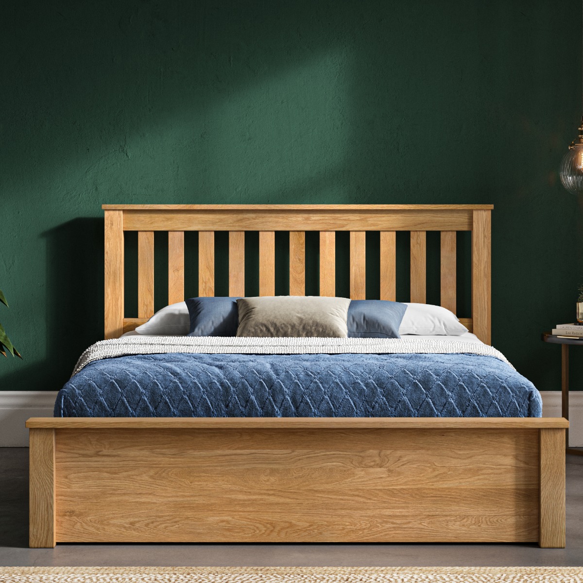 Monaco Oak Wood Ottoman Bed - Super Kingsize 6ft - The Bed Emporium
