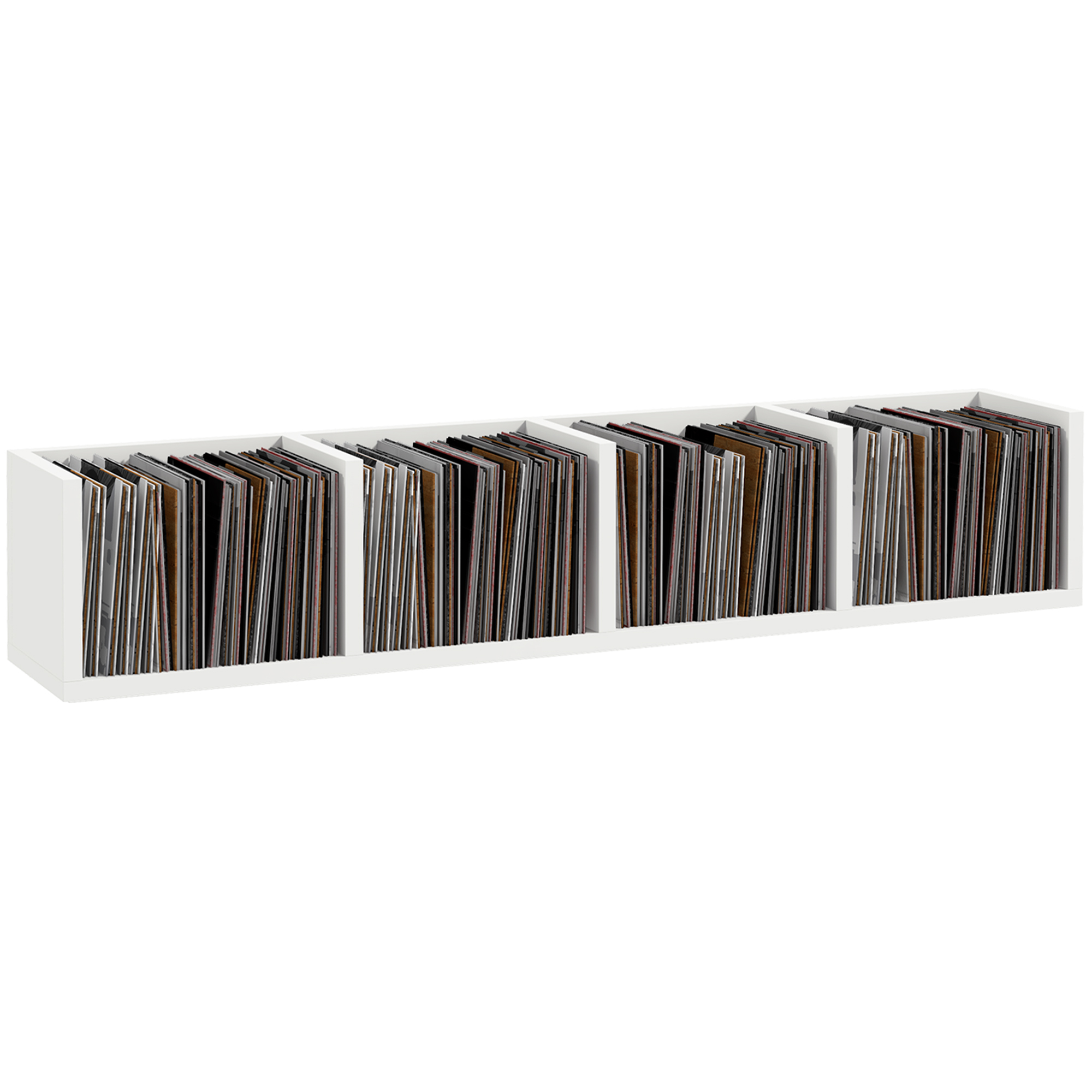 Wall Mount 84 CD / 56 DVD/Blu-ray/ Media Storage Rack 4 Cubes Wooden Shelf Organizer Unit Bookcase Display (White) - Life Essentials